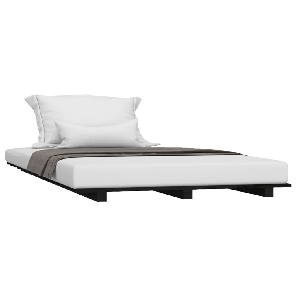 Bedframe massief grenenhout zwart 100x200 cm is nu te koop bij PeponiXL, paradijselijk wonen!
