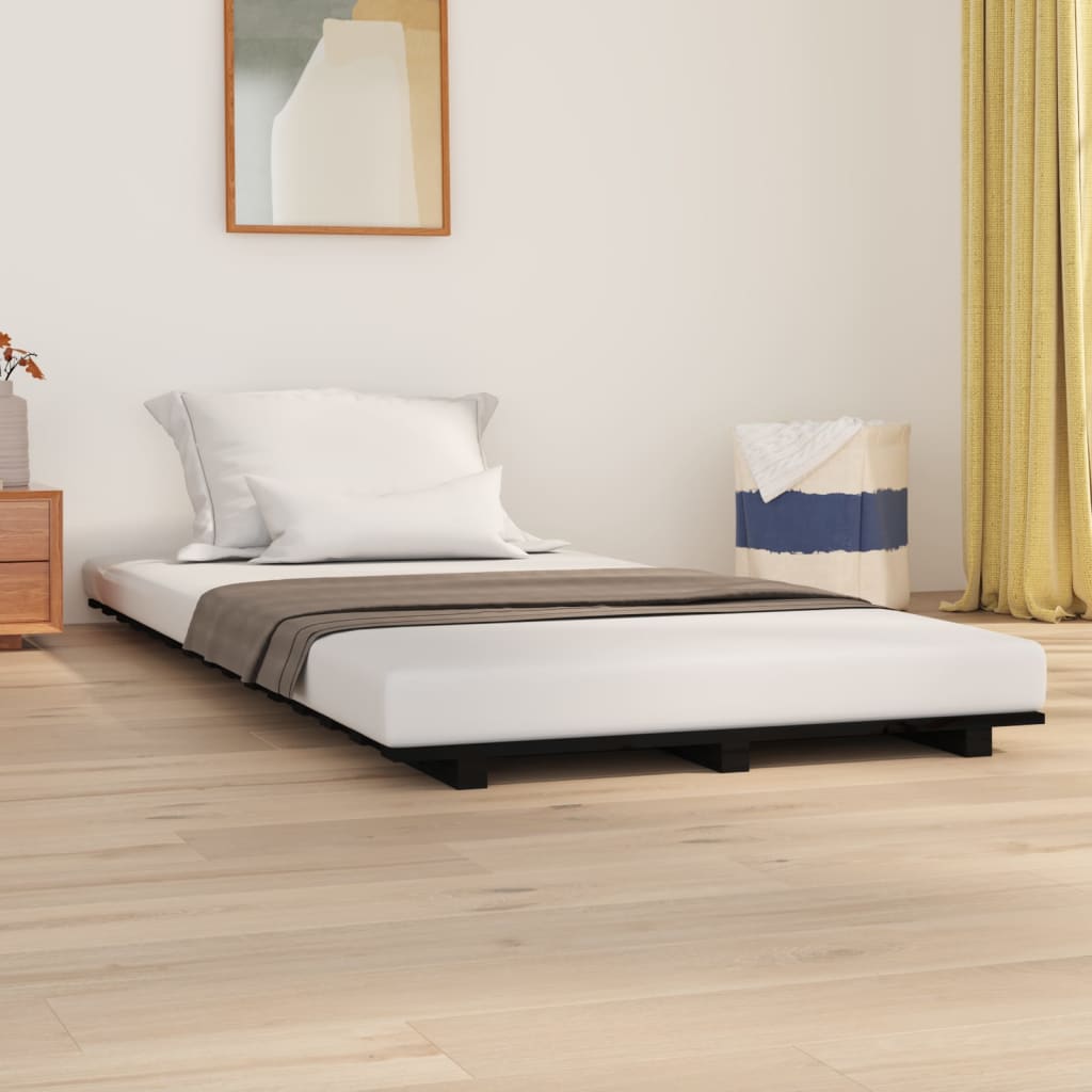 Bedframe massief grenenhout zwart 100x200 cm is nu te koop bij PeponiXL, paradijselijk wonen!