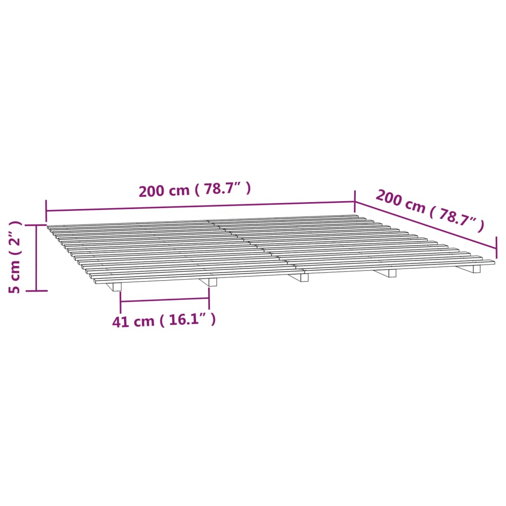Bedframe massief grenenhout zwart 200x200 cm is nu te koop bij PeponiXL, paradijselijk wonen!