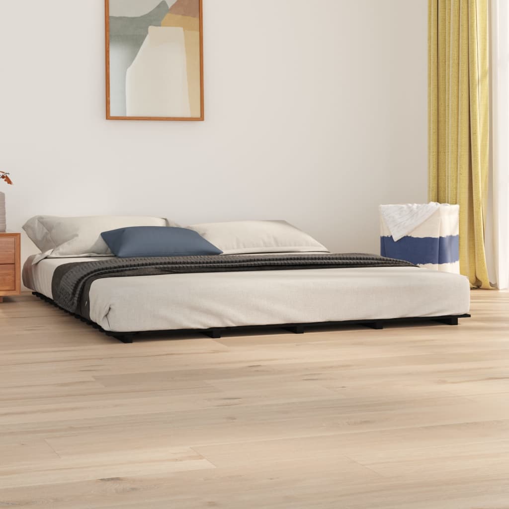 Bedframe massief grenenhout zwart 200x200 cm is nu te koop bij PeponiXL, paradijselijk wonen!