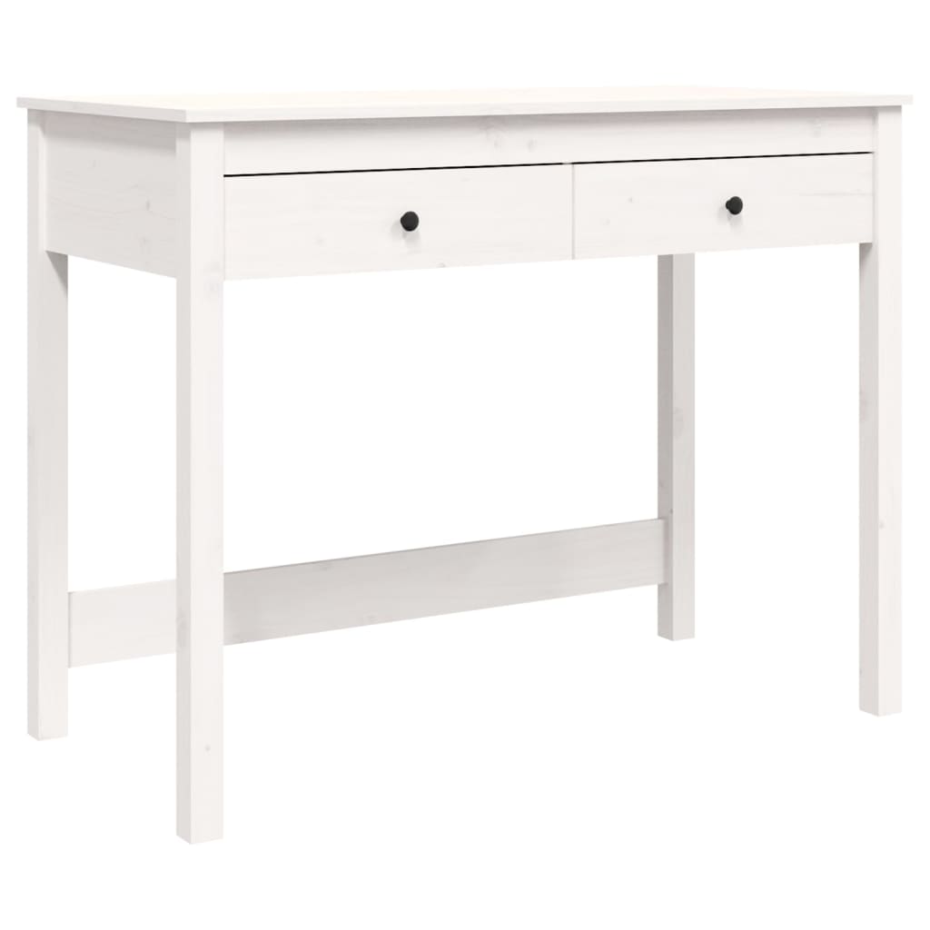 Bureau met lades 100x50x78 cm massief grenenhout wit is nu te koop bij PeponiXL, paradijselijk wonen!