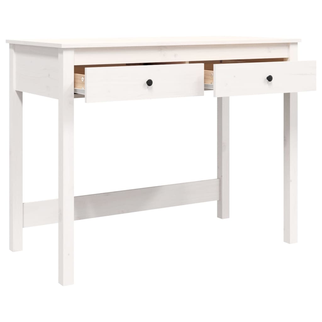 Bureau met lades 100x50x78 cm massief grenenhout wit is nu te koop bij PeponiXL, paradijselijk wonen!