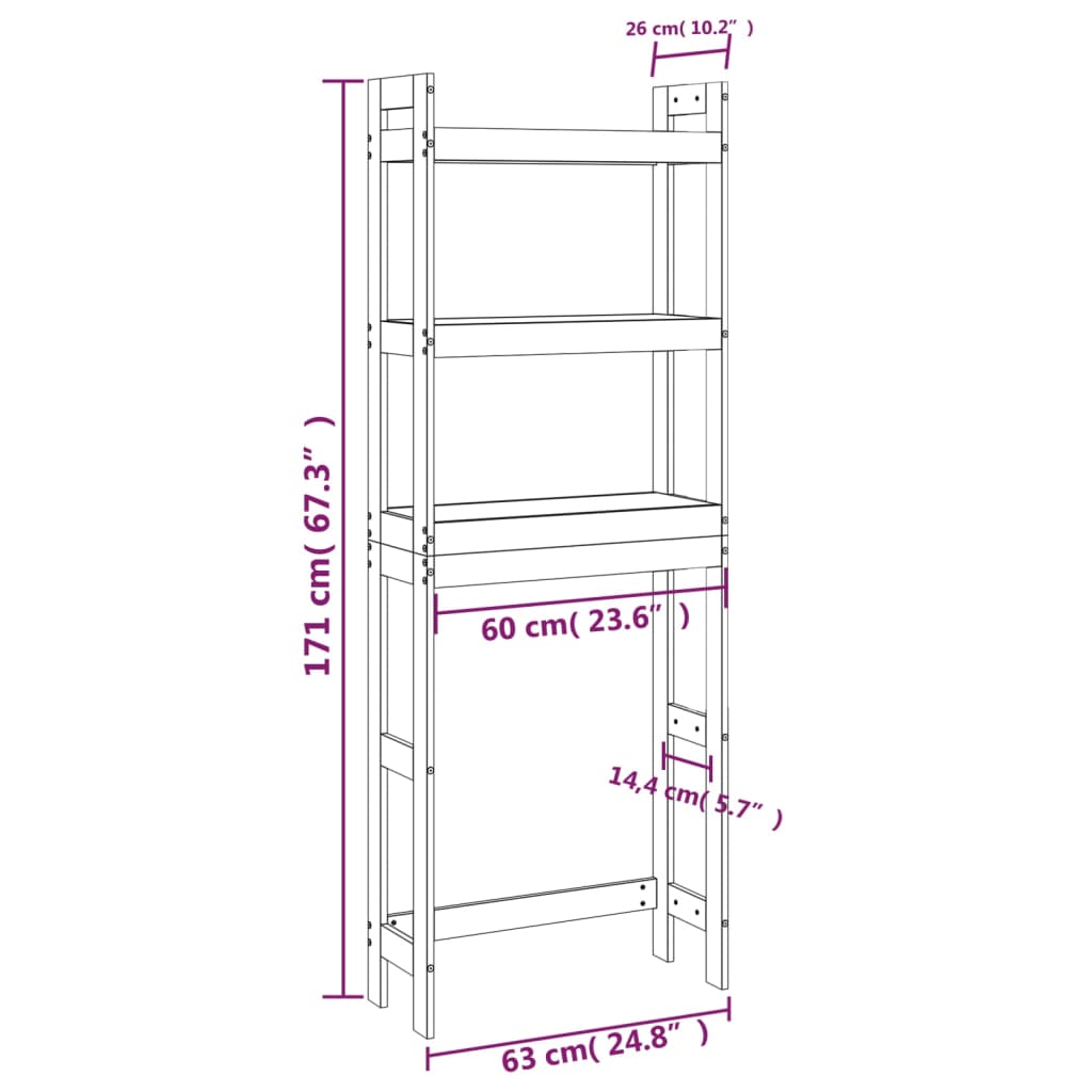 Toiletrek 63x26x171 cm massief grenenhout honingbruin is nu te koop bij PeponiXL, paradijselijk wonen!