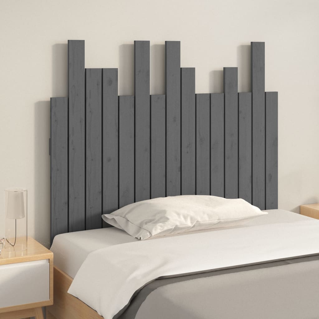 Hoofdbord wandmontage 95,5x3x80 cm massief grenenhout grijs is nu te koop bij PeponiXL, paradijselijk wonen!