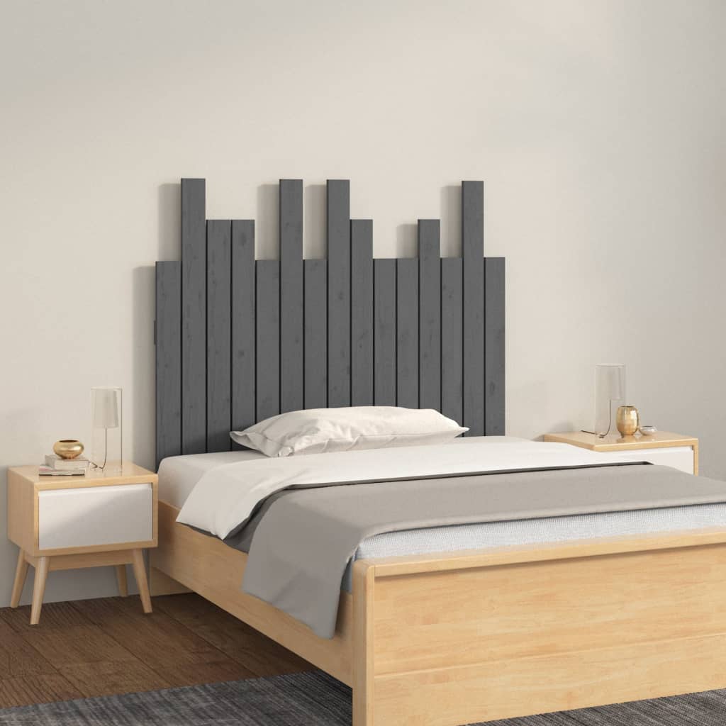 Hoofdbord wandmontage 95,5x3x80 cm massief grenenhout grijs is nu te koop bij PeponiXL, paradijselijk wonen!