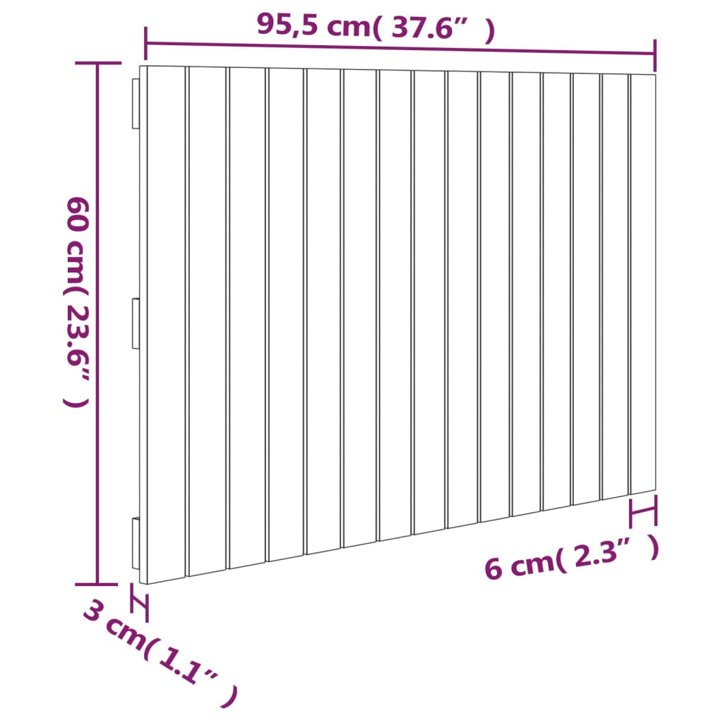 Wandhoofdbord 95,5x3x60 cm massief grenenhout zwart is nu te koop bij PeponiXL, paradijselijk wonen!