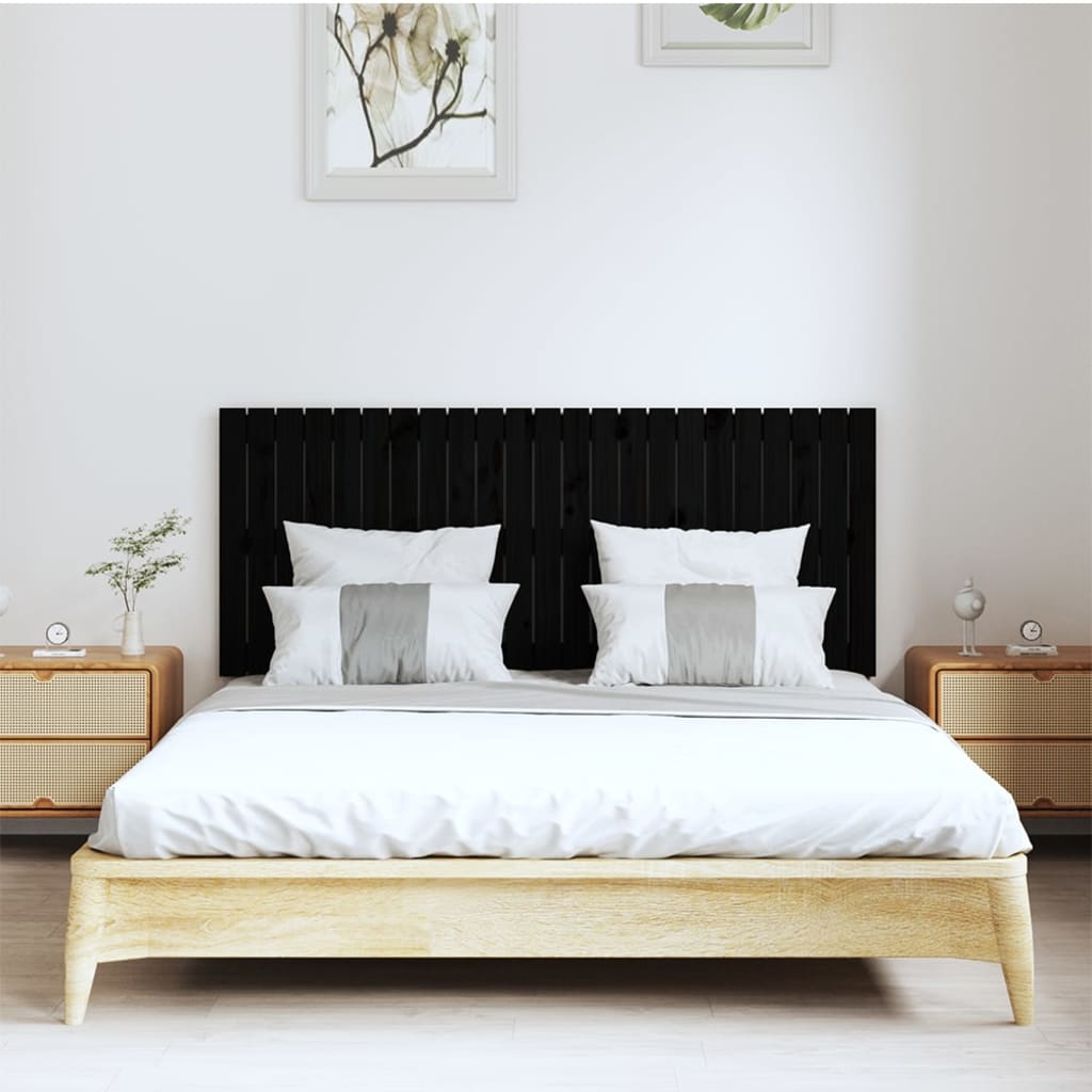 Wandhoofdbord 147x3x60 cm massief grenenhout zwart is nu te koop bij PeponiXL, paradijselijk wonen!
