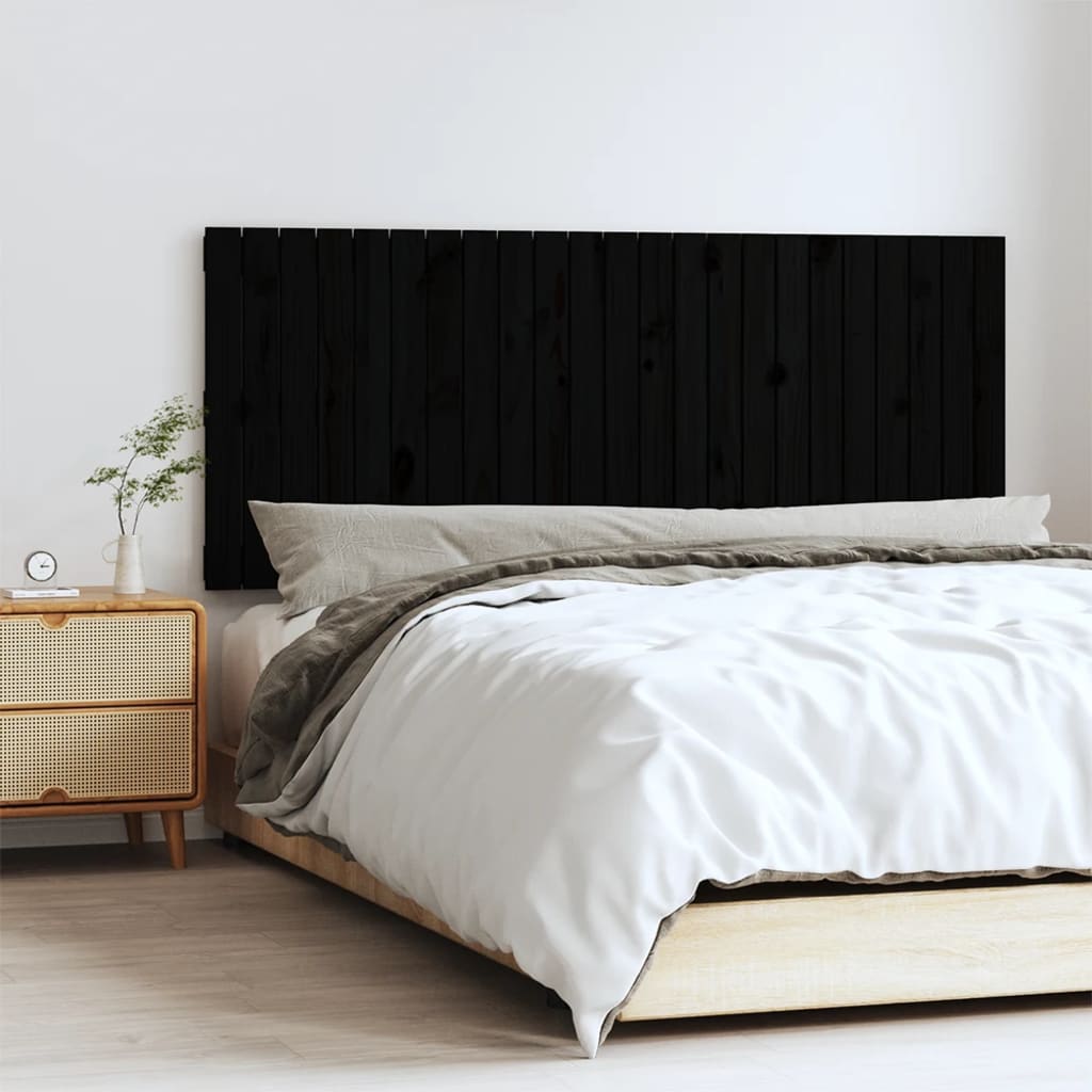 Wandhoofdbord 147x3x60 cm massief grenenhout zwart is nu te koop bij PeponiXL, paradijselijk wonen!