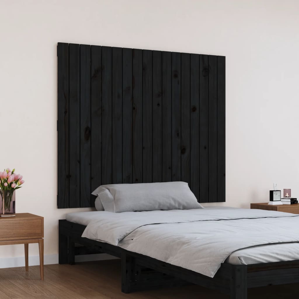 Wandhoofdbord 108x3x90 cm massief grenenhout zwart is nu te koop bij PeponiXL, paradijselijk wonen!