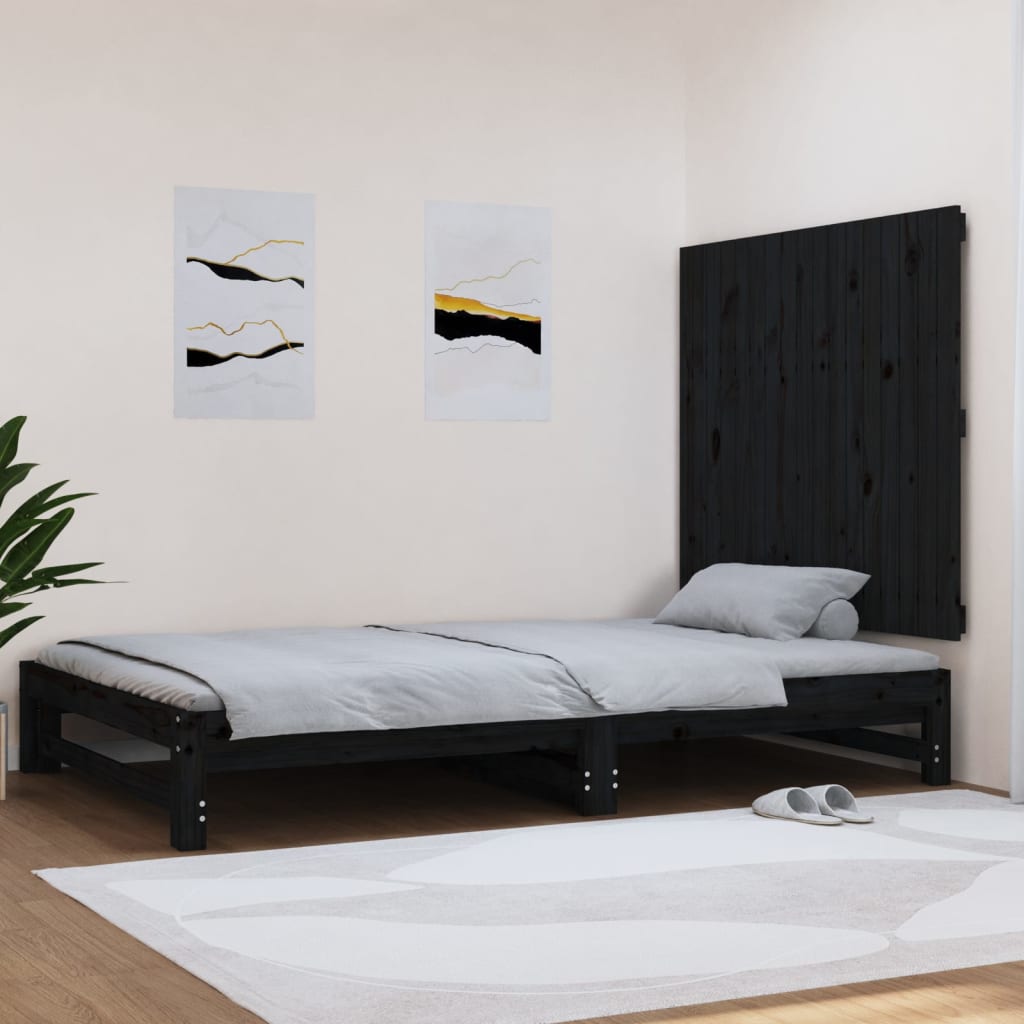 Wandhoofdbord 108x3x90 cm massief grenenhout zwart is nu te koop bij PeponiXL, paradijselijk wonen!