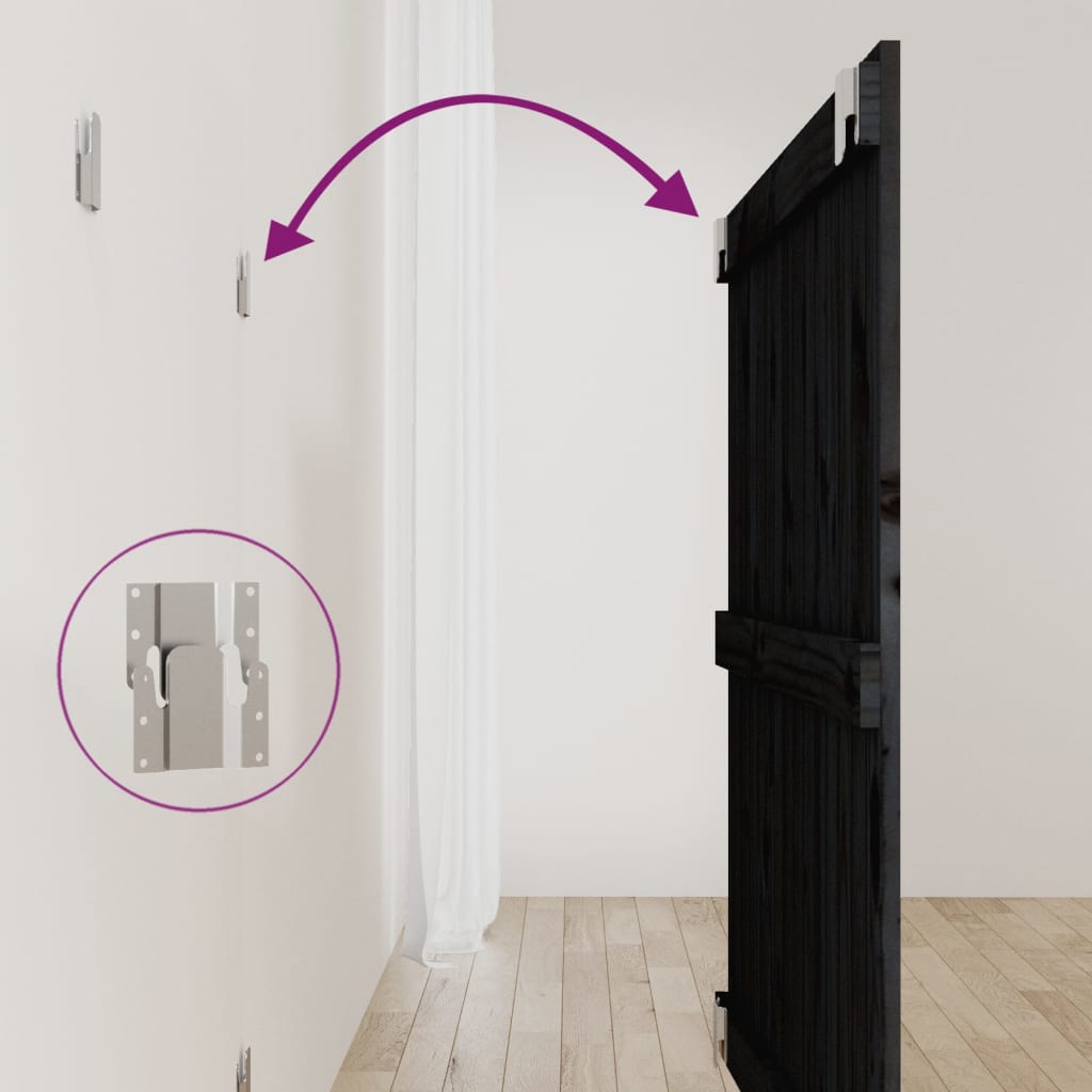 Wandhoofdbord 95,5x3x90 cm massief grenenhout zwart is nu te koop bij PeponiXL, paradijselijk wonen!