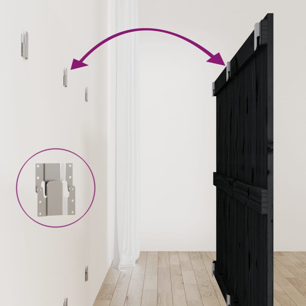 Wandhoofdbord 159,5x3x90 cm massief grenenhout zwart is nu te koop bij PeponiXL, paradijselijk wonen!