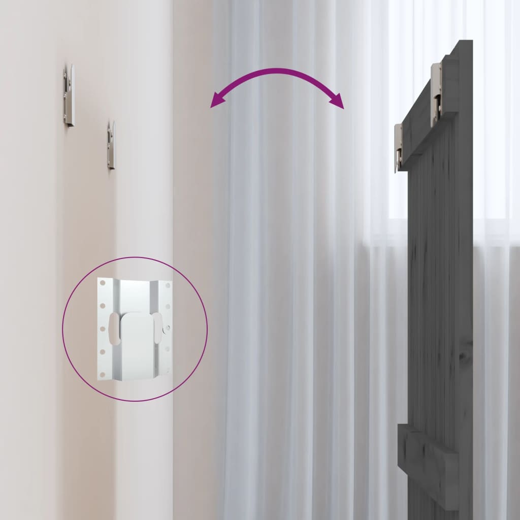 Wandhoofdbord 82,5x3x90 cm massief grenenhout grijs is nu te koop bij PeponiXL, paradijselijk wonen!