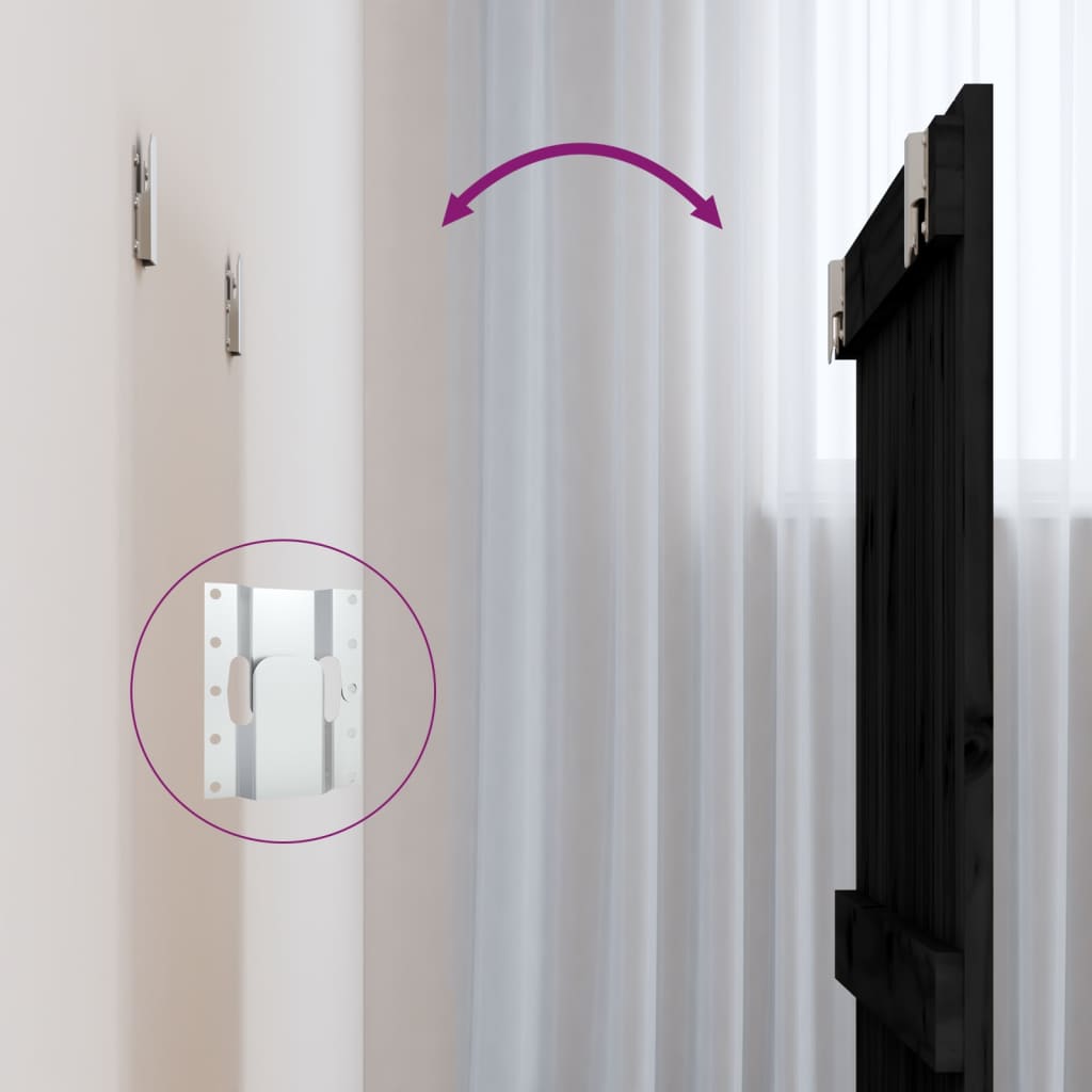 Wandhoofdbord 82,5x3x90 cm massief grenenhout zwart is nu te koop bij PeponiXL, paradijselijk wonen!