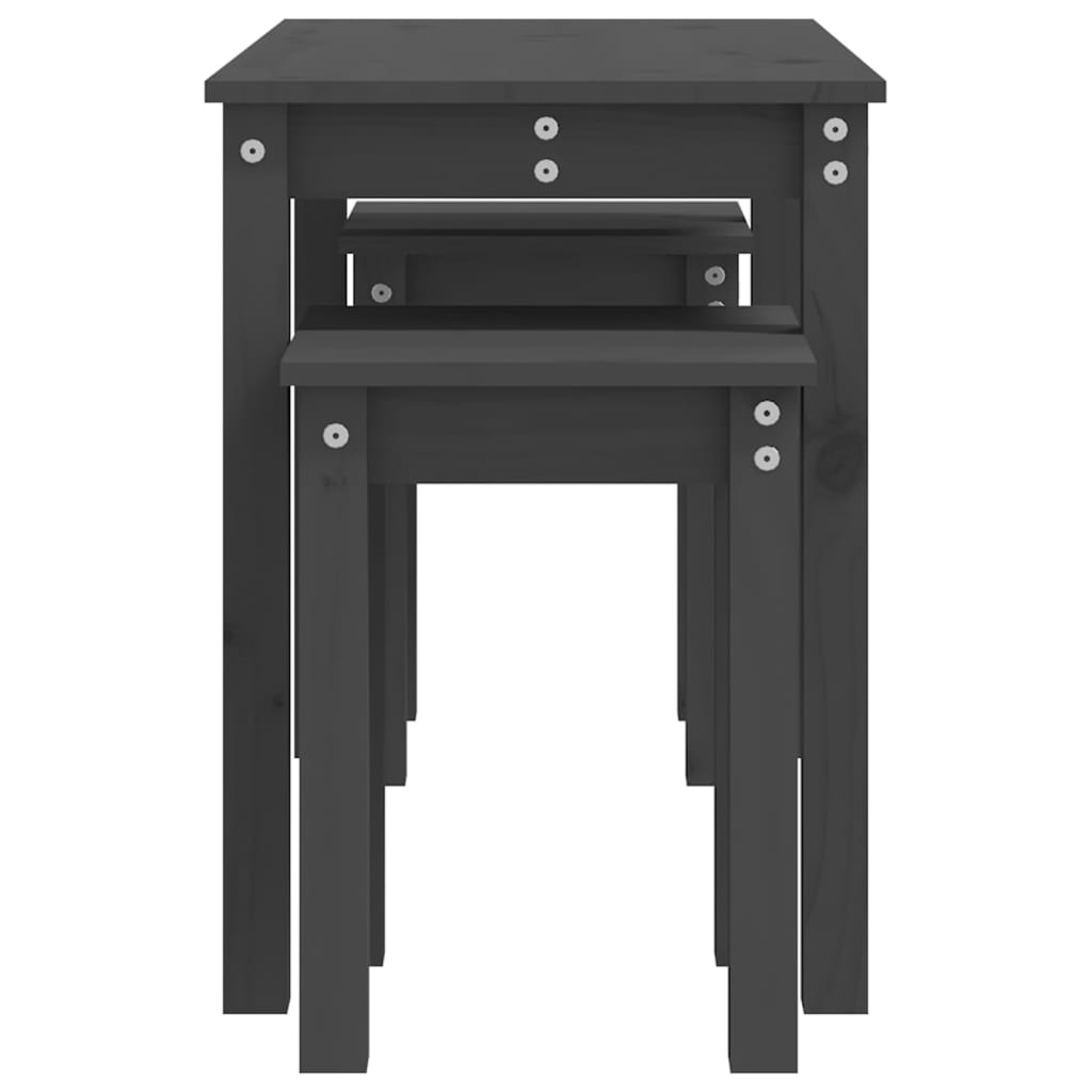 Tafeltjesset 3 st massief grenenhout grijs is nu te koop bij PeponiXL, paradijselijk wonen!