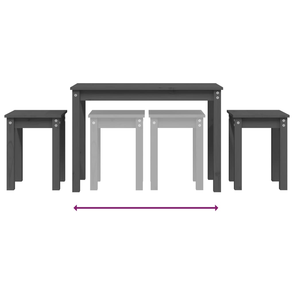 Tafeltjesset 3 st massief grenenhout grijs is nu te koop bij PeponiXL, paradijselijk wonen!