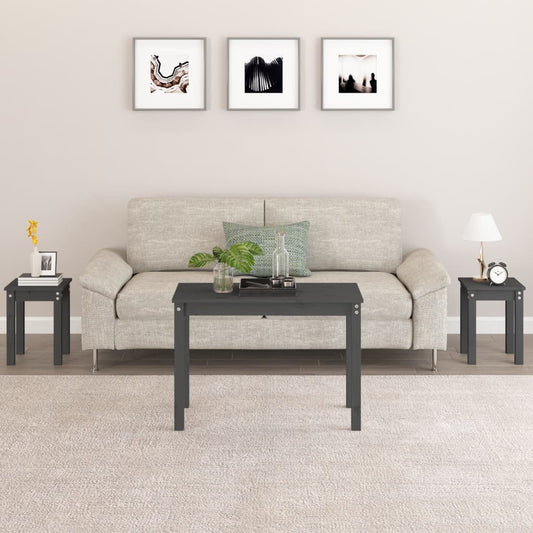 Tafeltjesset 3 st massief grenenhout grijs is nu te koop bij PeponiXL, paradijselijk wonen!