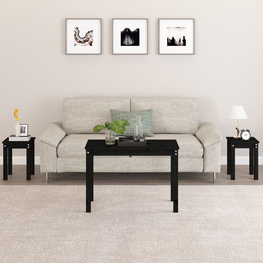 Tafeltjesset 3 st massief grenenhout zwart is nu te koop bij PeponiXL, paradijselijk wonen!