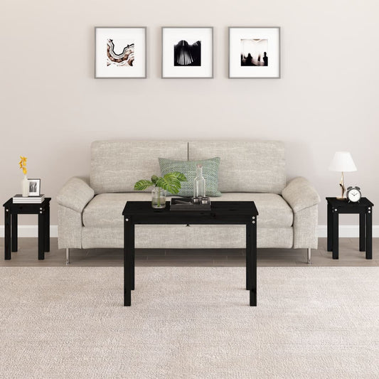 Tafeltjesset 3 st massief grenenhout zwart is nu te koop bij PeponiXL, paradijselijk wonen!