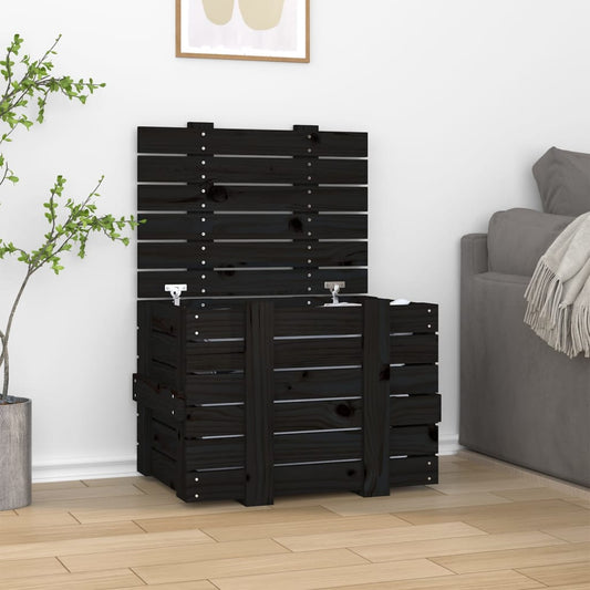 Opbergbox 58x40,5x42 cm massief grenenhout zwart is nu te koop bij PeponiXL, paradijselijk wonen!