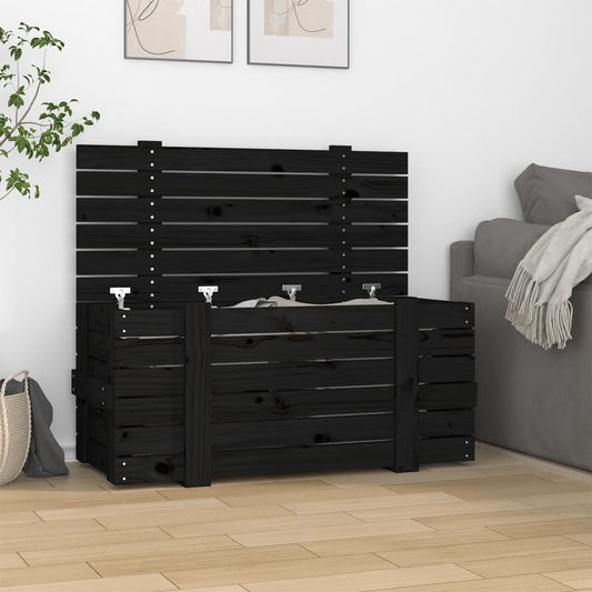 Opbergbox 91x40,5x42 cm massief grenenhout zwart is nu te koop bij PeponiXL, paradijselijk wonen!