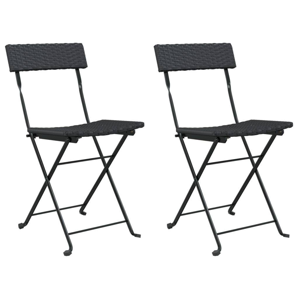 Bistrostoelen inklapbaar 2 st poly rattan en staal zwart is nu te koop bij PeponiXL, paradijselijk wonen!