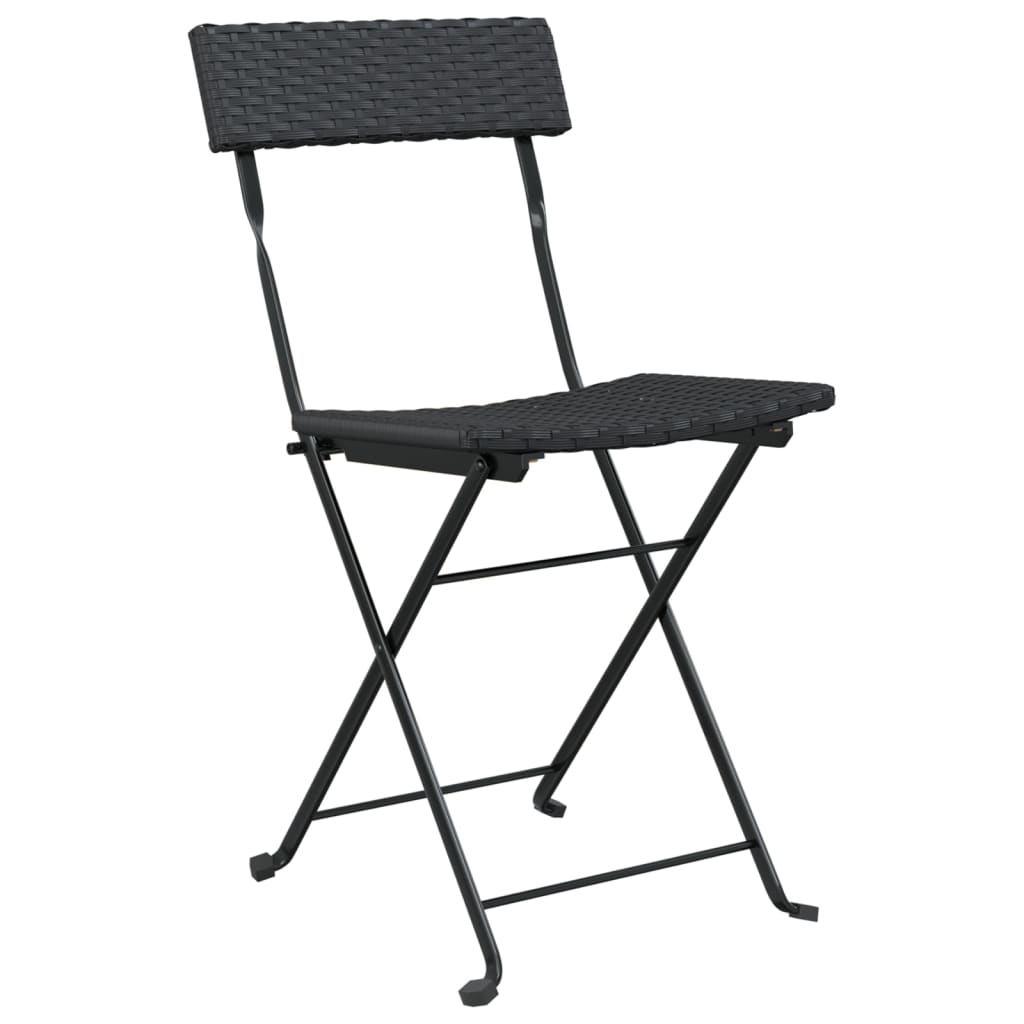 Bistrostoelen inklapbaar 2 st poly rattan en staal zwart is nu te koop bij PeponiXL, paradijselijk wonen!