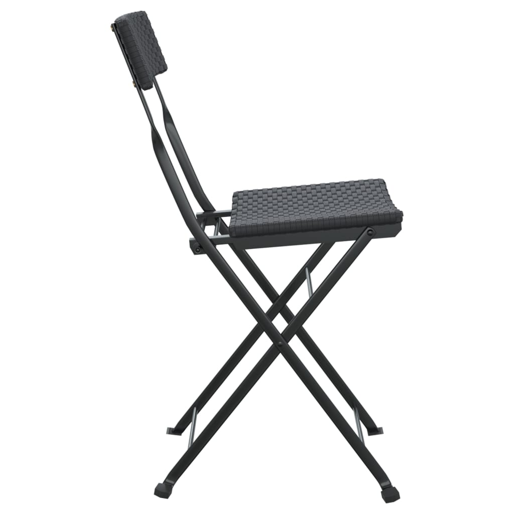 Bistrostoelen inklapbaar 2 st poly rattan en staal zwart is nu te koop bij PeponiXL, paradijselijk wonen!
