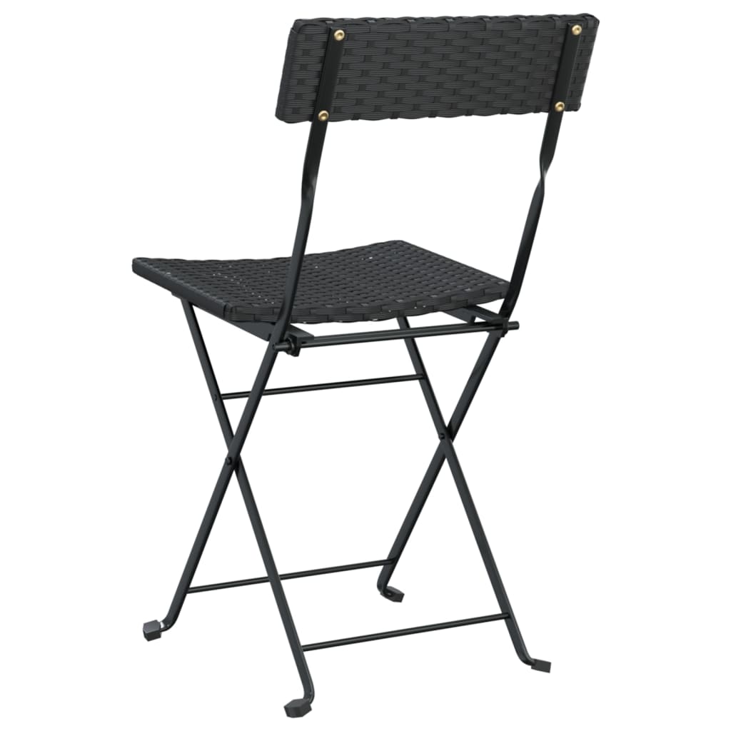 Bistrostoelen inklapbaar 2 st poly rattan en staal zwart is nu te koop bij PeponiXL, paradijselijk wonen!