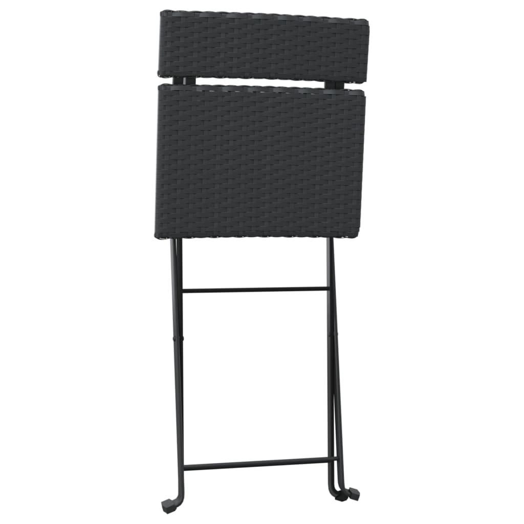 Bistrostoelen inklapbaar 2 st poly rattan en staal zwart is nu te koop bij PeponiXL, paradijselijk wonen!