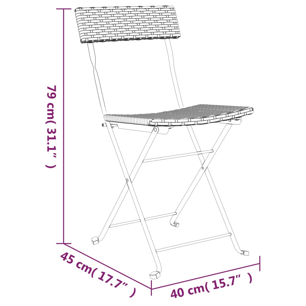 Bistrostoelen inklapbaar 2 st poly rattan en staal zwart is nu te koop bij PeponiXL, paradijselijk wonen!