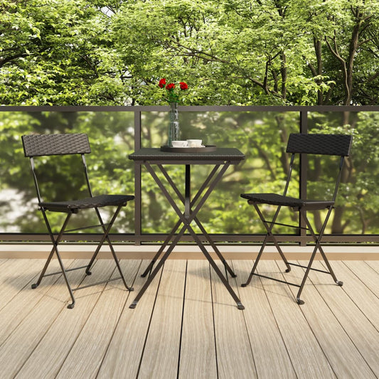 Bistrostoelen inklapbaar 2 st poly rattan en staal zwart is nu te koop bij PeponiXL, paradijselijk wonen!
