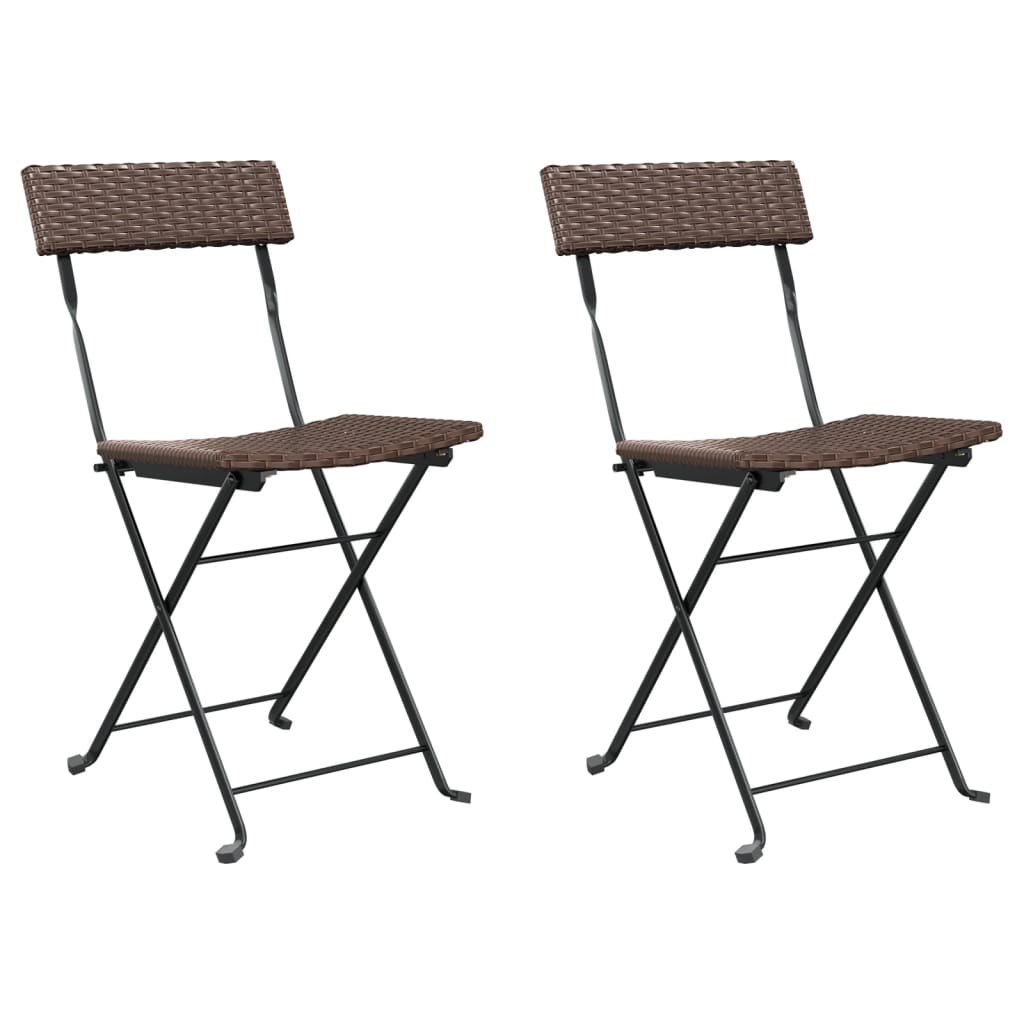 Bistrostoelen 2 st inklapbaar poly rattan en staal bruin is nu te koop bij PeponiXL, paradijselijk wonen!