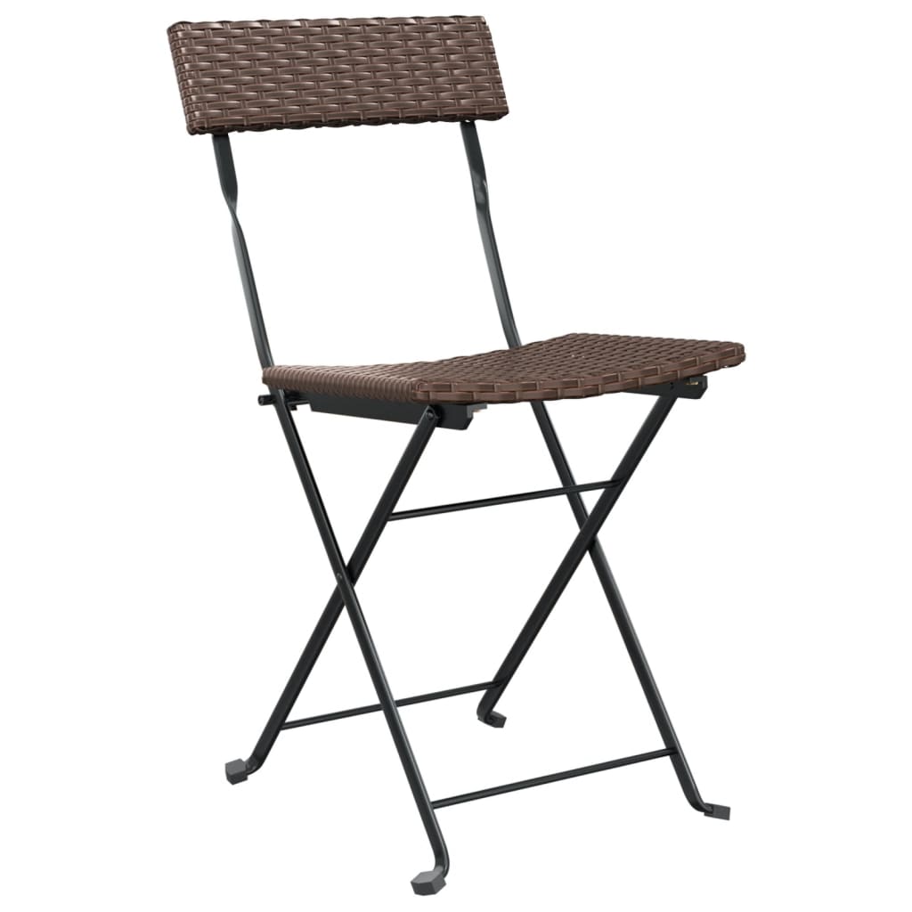 Bistrostoelen 2 st inklapbaar poly rattan en staal bruin is nu te koop bij PeponiXL, paradijselijk wonen!