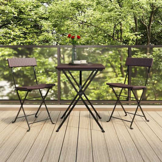 Bistrostoelen 2 st inklapbaar poly rattan en staal bruin is nu te koop bij PeponiXL, paradijselijk wonen!