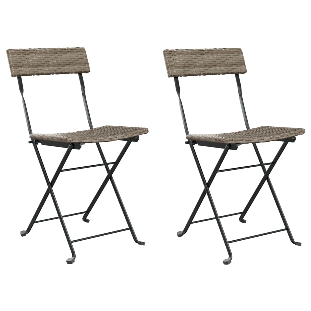 Bistrostoelen 2 st inklapbaar poly rattan en staal grijs is nu te koop bij PeponiXL, paradijselijk wonen!