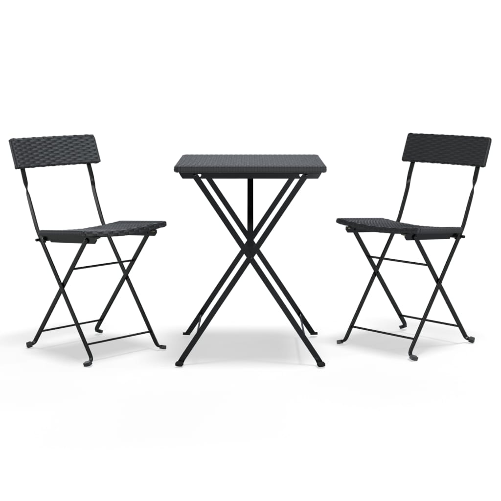 Bistroset inklapbaar 3 st poly rattan zwart is nu te koop bij PeponiXL, paradijselijk wonen!