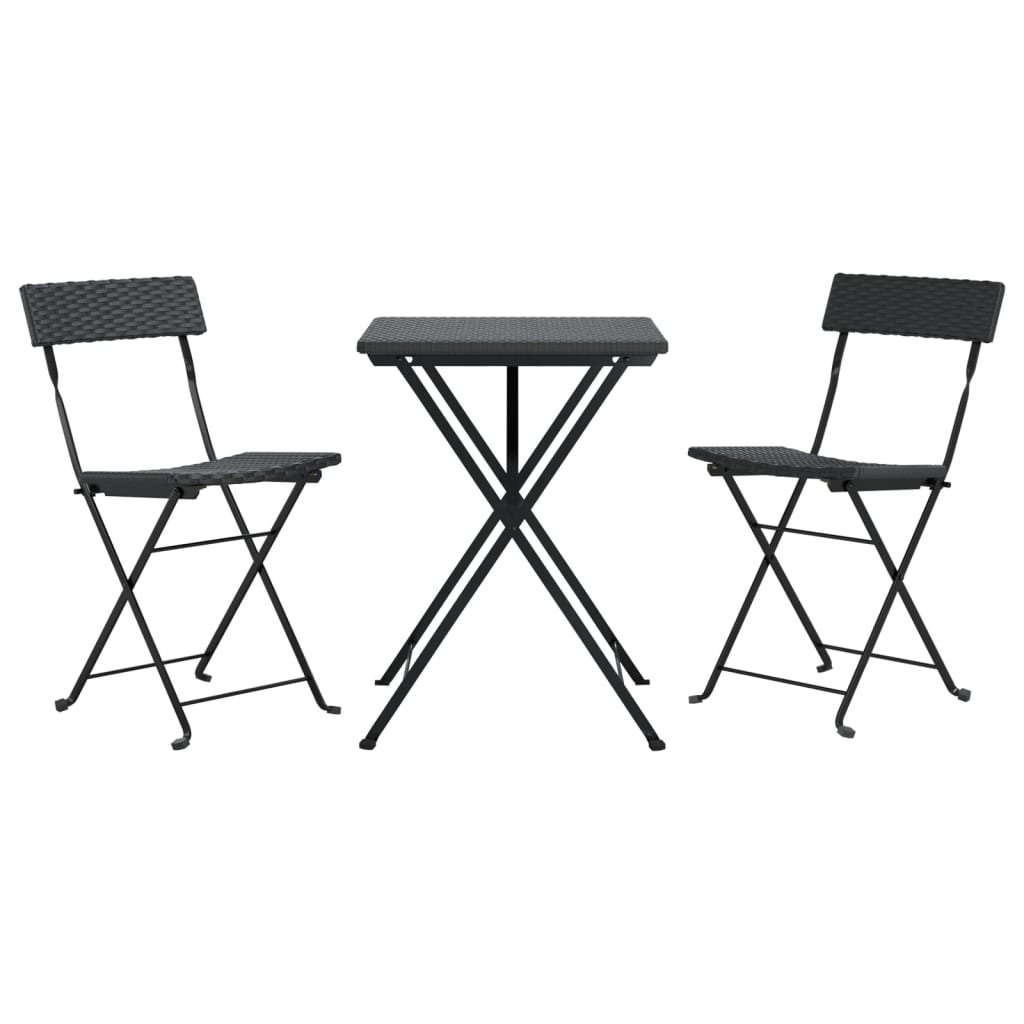Bistroset inklapbaar 3 st poly rattan zwart is nu te koop bij PeponiXL, paradijselijk wonen!