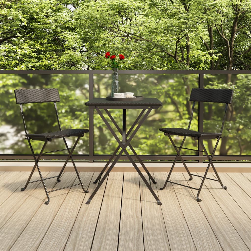 Bistroset inklapbaar 3 st poly rattan zwart is nu te koop bij PeponiXL, paradijselijk wonen!