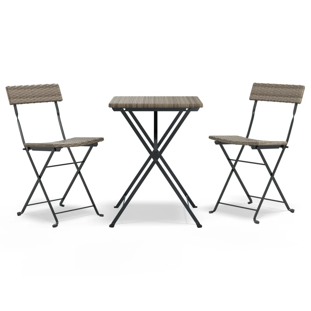 3-delige Bistroset inklapbaar poly rattan grijs is nu te koop bij PeponiXL, paradijselijk wonen!