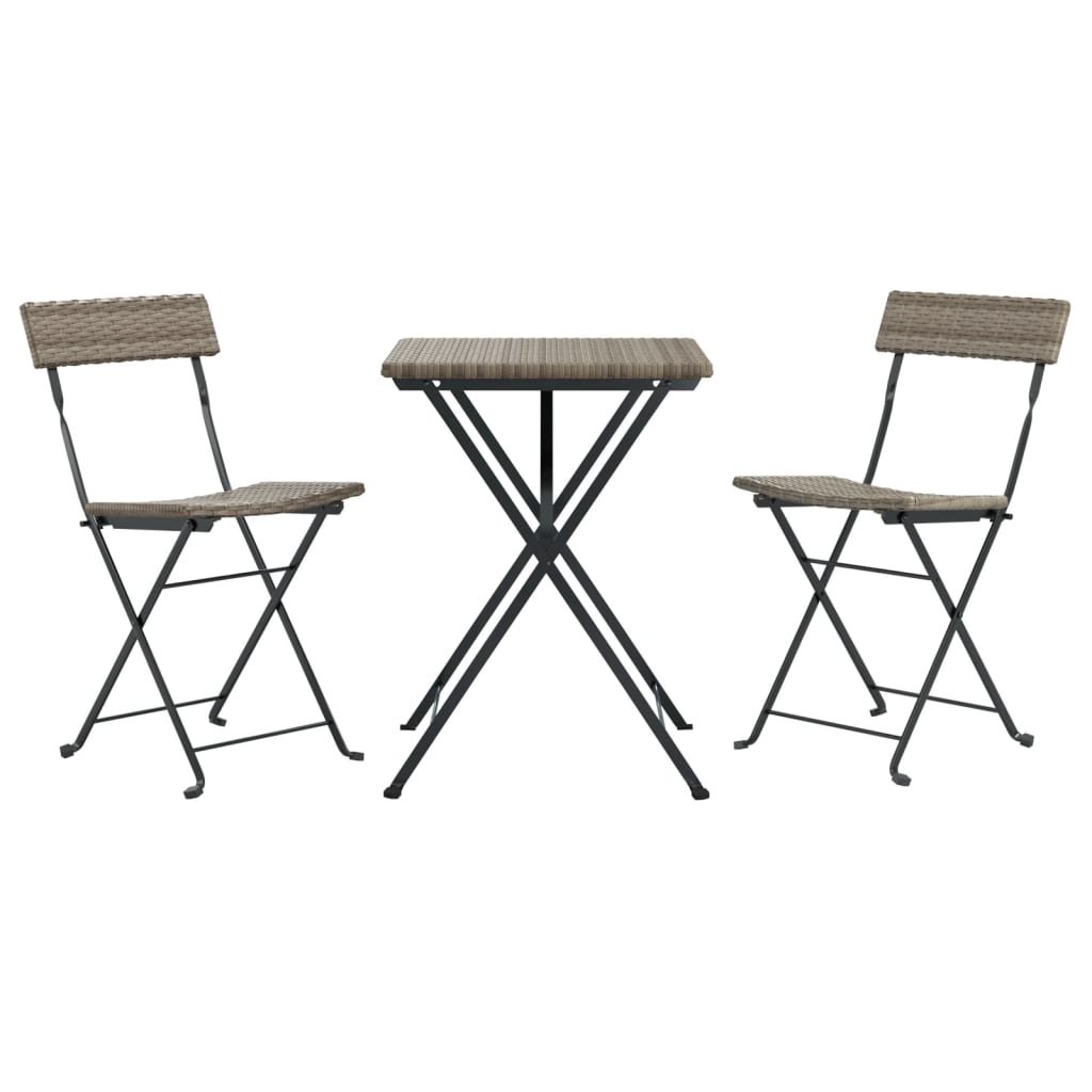 3-delige Bistroset inklapbaar poly rattan grijs is nu te koop bij PeponiXL, paradijselijk wonen!