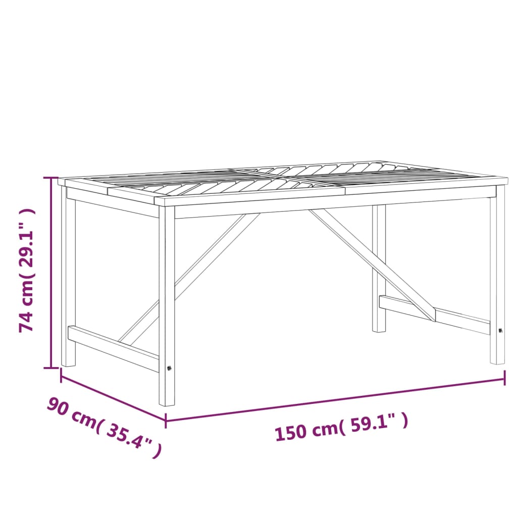 Tuintafel 150x90x74 cm massief acaciahout is nu te koop bij PeponiXL, paradijselijk wonen!