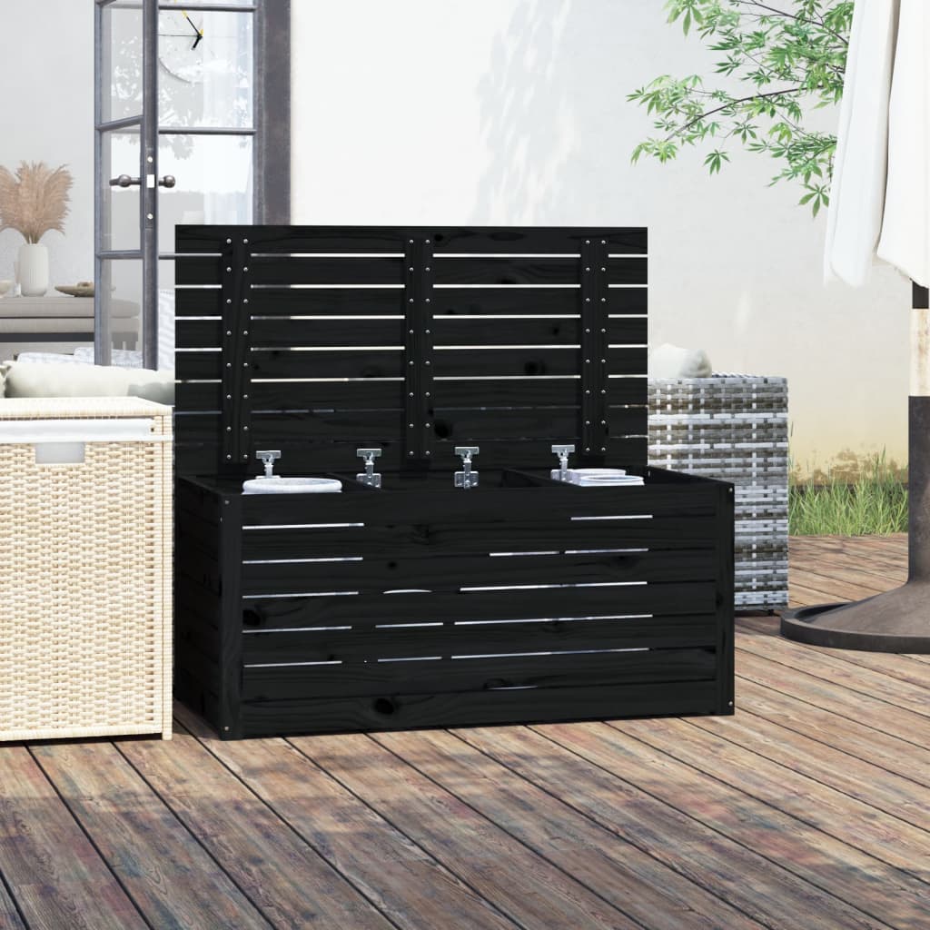 Tuinbox 101x50,5x46,5 cm massief grenenhout zwart is nu te koop bij PeponiXL, paradijselijk wonen!