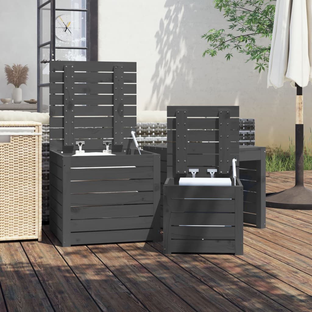 3-delige Tuinboxset massief grenenhout grijs is nu te koop bij PeponiXL, paradijselijk wonen!