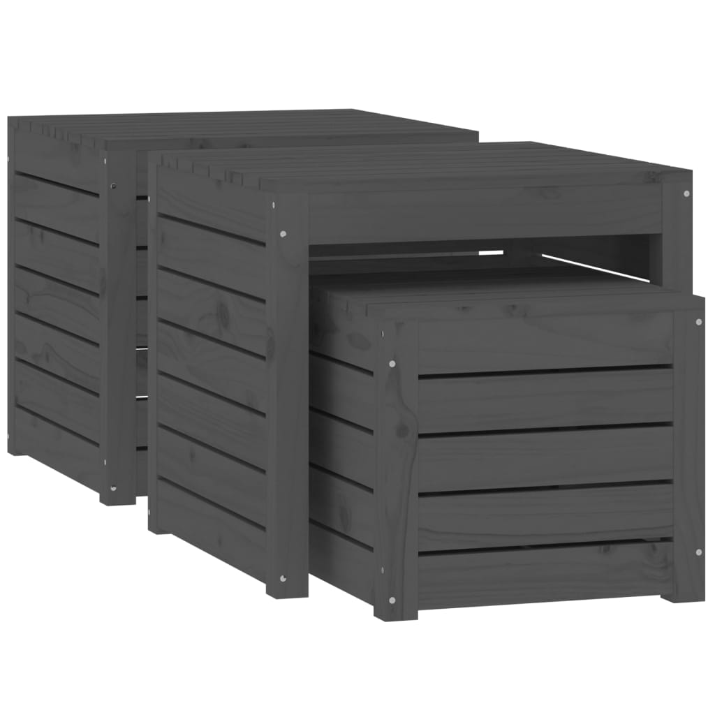 3-delige Tuinboxset massief grenenhout grijs is nu te koop bij PeponiXL, paradijselijk wonen!