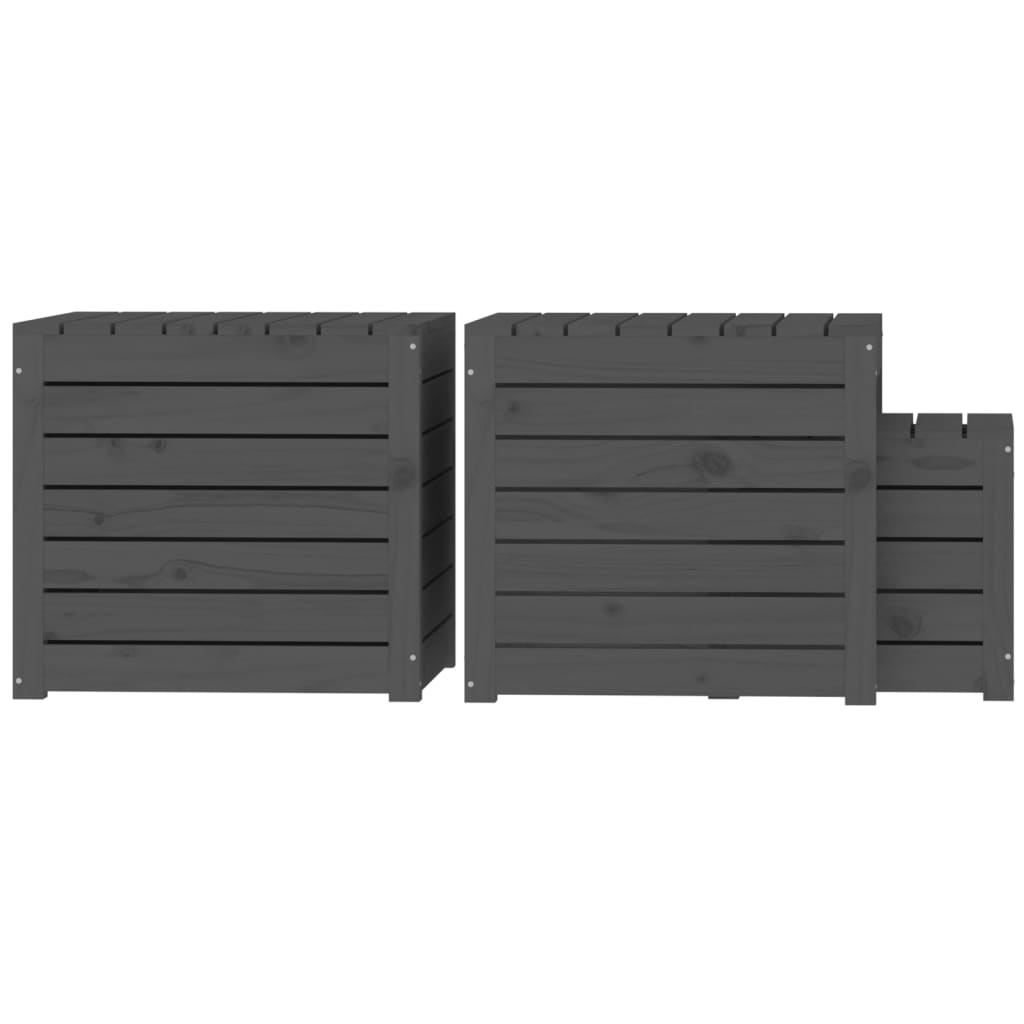 3-delige Tuinboxset massief grenenhout grijs is nu te koop bij PeponiXL, paradijselijk wonen!