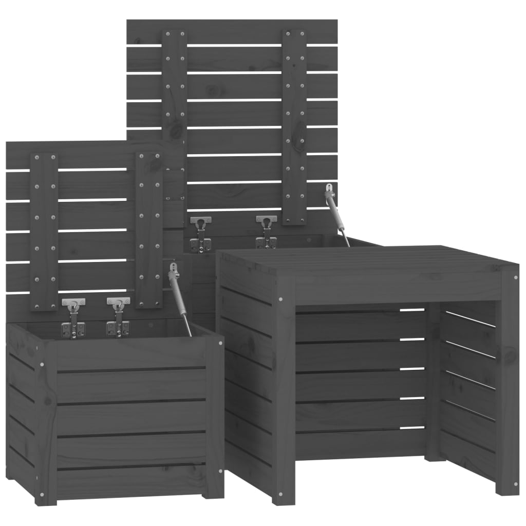 3-delige Tuinboxset massief grenenhout grijs is nu te koop bij PeponiXL, paradijselijk wonen!