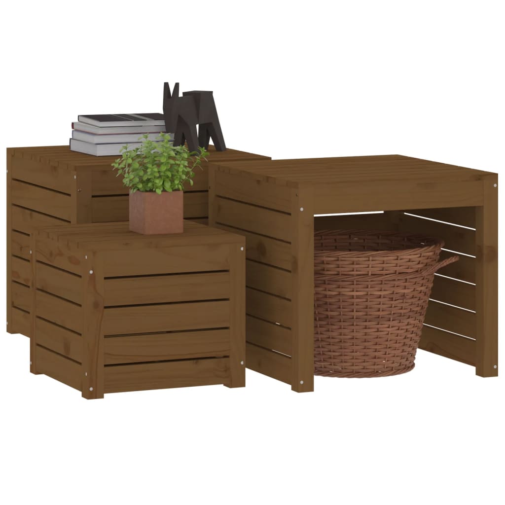 3-delige Tuinboxset massief grenenhout honingbruin is nu te koop bij PeponiXL, paradijselijk wonen!