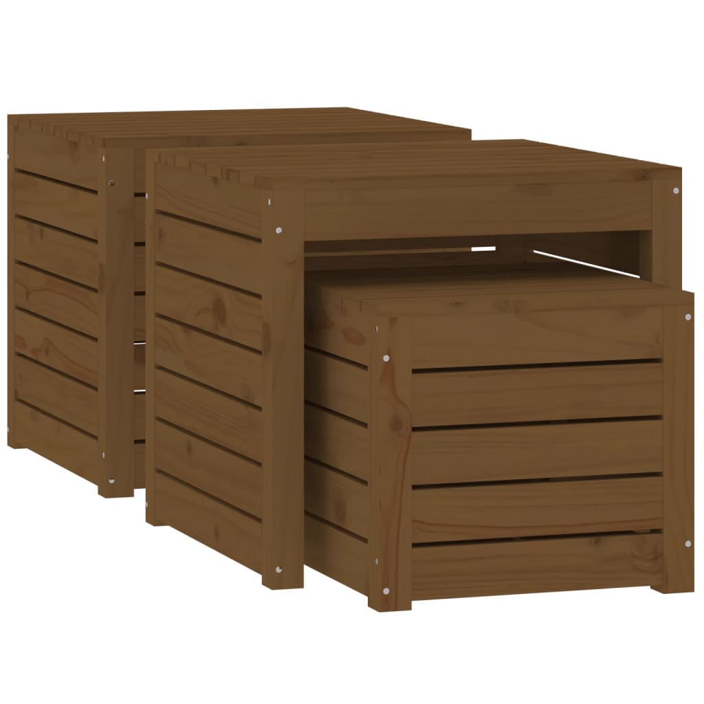 3-delige Tuinboxset massief grenenhout honingbruin is nu te koop bij PeponiXL, paradijselijk wonen!