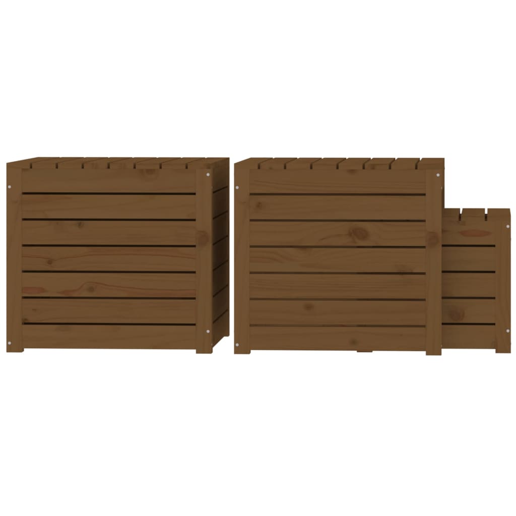 3-delige Tuinboxset massief grenenhout honingbruin is nu te koop bij PeponiXL, paradijselijk wonen!